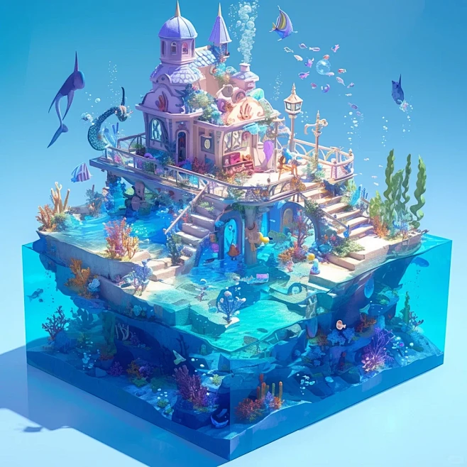 Ai创作|海底别墅模型