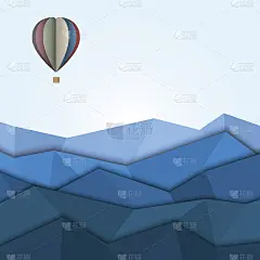 热气球和山从纸