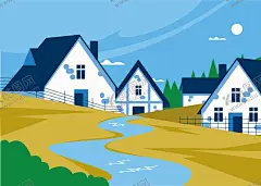山村 【酷图网】村庄,农村,乡村,山村,文明城市,绿色发展,新农村,手绘乡村