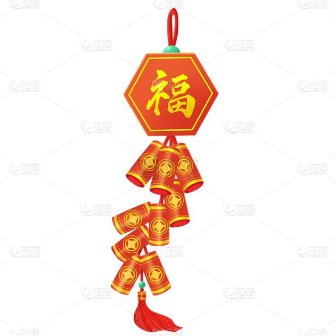 伪C4D新年主题贴纸-炮竹挂饰
