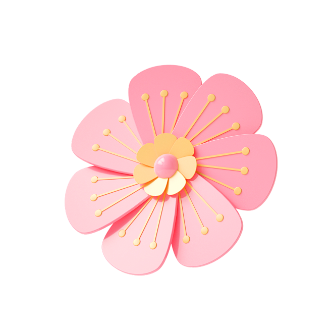 粉色C4D立体仿真春天漂浮樱花
