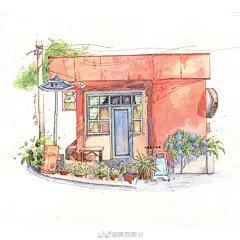 #遇见艺术# 投稿:@初更二两酒 |

钢笔淡彩•
遇见小店• 一
遇见一间小店，遇到一种生活。
#插画艺术# ​​​​