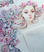 #水彩作品#水彩人像。| 绘画：oxanaviktorova (转) ​​​​