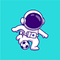 踢足球的宇航员，卡通矢量图插画矢量图素材
