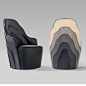 Original design armchair / fabric / leather / plywood