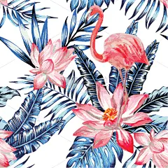 粉色,水彩画,蓝色,棕榈叶,塑料火烈鸟,华丽的,浪漫,壁纸,婚礼,爱