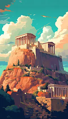 扁平风外国地标建筑插画