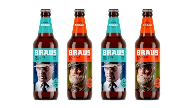BRAUS 人物头像插画国外啤酒产品包装...