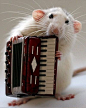 可爱宠物鼠玩乐器