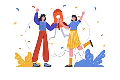 图源免费EPS文件 |成功的创业概念。女性一起开启新的商业项目，人物场景隔离。成功的策略、创新、创业精神、领导力。平面极简设计的矢量插图