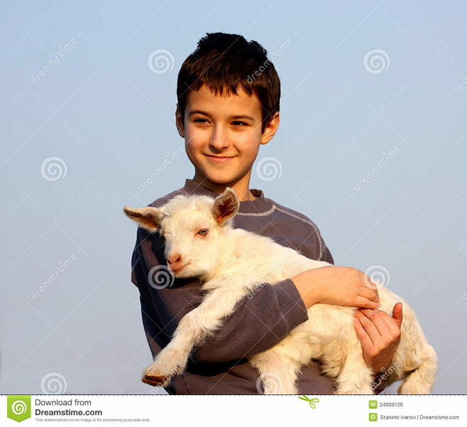 男婴运载山羊 库存照片. 图片 包括有 ...