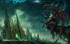 CG魔兽世界带翅膀的魔幻男子和魔幻城堡