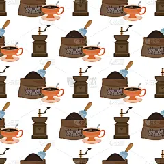 无缝图案与插图上的咖啡主题。