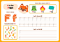 Letter f worksheet with fox