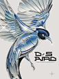 80's bird digital painting fantasy record retro design Retro Futurism retro scifi 七夕 Valentine's Day
