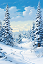 风景如画的雪景冬季海报 (12)