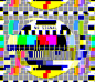 tv television test cards patterns rainbow multi colors colorful signals PM5544 PAL analogue retro tuning reception resolution antenna broadcast pop art media video glitches poor distortion noisy noise static errors broken transmission fabric by raveneve o