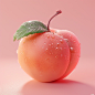 A peach Icon design, minimalist style, mellow, fillet, transparent texture, chibi, UI icon, Frosted texture 3d icon, Skeuomorphic icon, matte texture, 3d, octane rendering, HDR