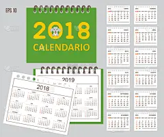 2018,书桌,墙,日历,小山羊,可爱的,商务,螺线,计划书