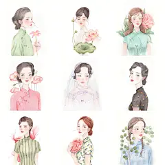 民国风水彩女子

“未若惊鸿轻挽髻，素语落笺书云鬟。”