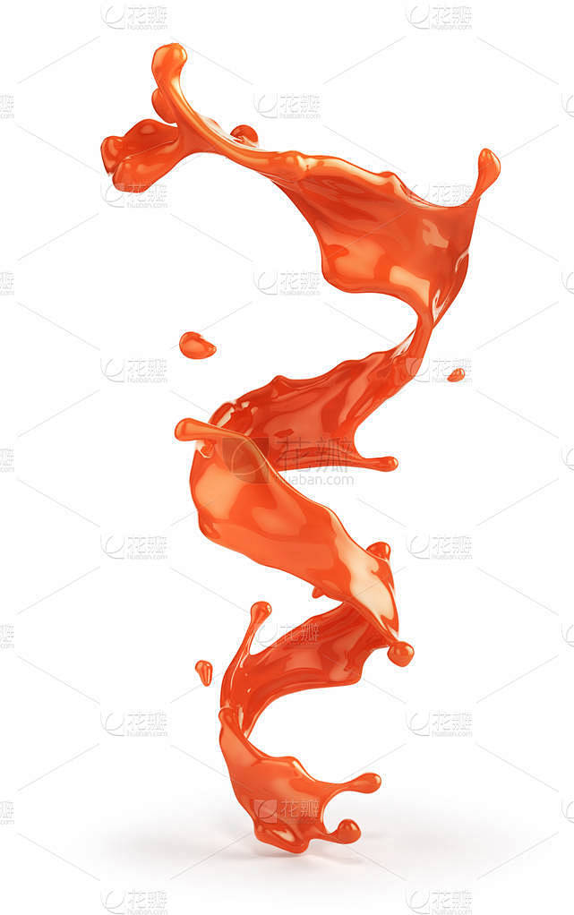番茄汁的飞溅。3d 插图