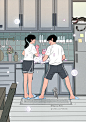 饭后一起洗碗，冒着泡泡的欢乐时光 ~ 韩国画师Myeong-Minho情侣插画作品。