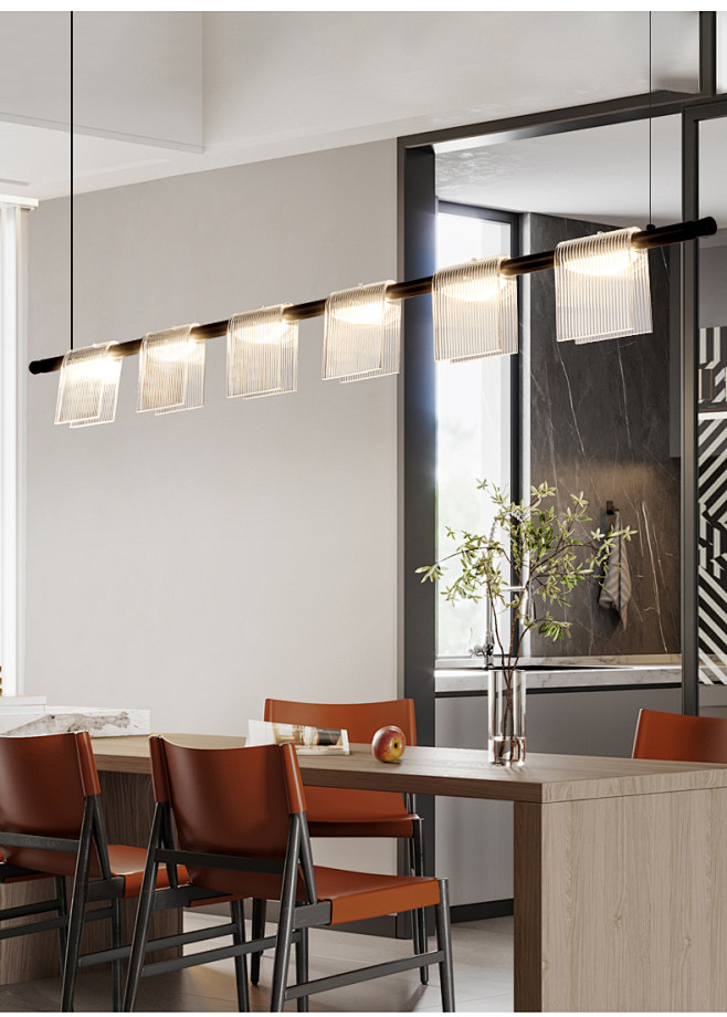 极简长条餐厅吊灯现代简约设计师款创意个性...