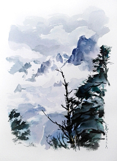 玉龙画采集到画雪山