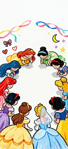 迪士尼 公主 插画 手机壁纸