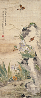 【 陈康侯 《花卉草虫图》 】陈康侯（1866-1937），字锡蕃，号风来堂主人，扬州人，是王素以后扬州画坛最著名的画家之一。陈康侯最为突出的成就就是花鸟画。其画风清新秀丽，质朴自然、构图疏朗灵动，造型生动传神。他的花鸟画作品，在追求传统技法的基础上，重视写生，引入西洋画的透视技法，以形写神，他常常捉各种小虫置于瓶中，观察其动态，使笔下草虫有形、有神、栩栩如生。