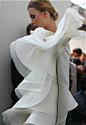 Wearable Art - white dress with elegant sculptural ruffles; 3D fashion // Stephane Rolland