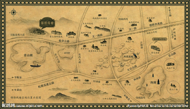 锦绣钱塘位置示意图矢量图_地产设计_广告...