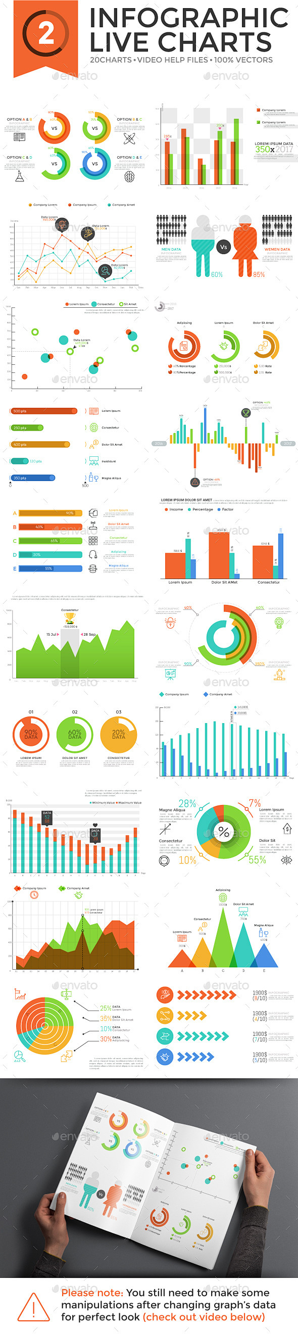 编辑信息实时图表v.2 -信息图Edit Infographic Live Charts v.2 - Infographics 箭头、条形图 ...