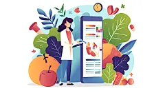 饮食计划科学膳食医生观察测试体能的插画