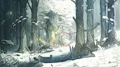 梦幻的森林插画桌面壁纸
