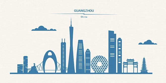 广州地标建筑组图矢量剪影图片下载-花瓣网