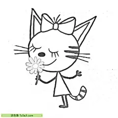 12张可爱的小猫咪《綺奇貓》幼儿动画角色卡通涂色图片！ | 涂色集，涂色画打印大图 : 《綺奇貓》（Kikicat）是一部日本的动画片，根据松本大洋的漫画《綺奇貓遊戲》改编而成。该动画由Nippon Animation工作室制作，于2001年4月6日首播。故事围绕着主角綺奇貓展开，他是一个可爱的小猫咪。他住在一个充满鲜花的小镇 12张可爱的小猫咪《綺奇貓》幼儿动画角色卡通涂色图片！