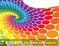 渐变色漩涡圆点背景矢量图