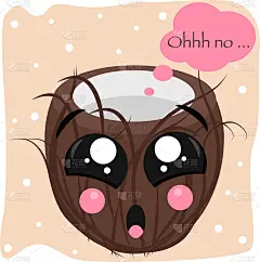 poster with cute coconut- vector illustration, eps