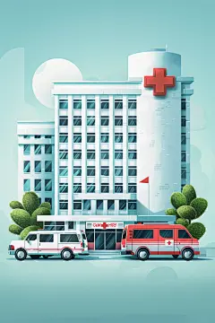 医院建筑插图配图