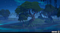 Fortnite Forests, Martin Holmberg : When Epic decided to make a new map for Fortnite, I was tasked with making the new foliage. I worked closely with Paul Mader, Antoine Guilbaud as well as several other tech artists in developing a new pipeline for makin