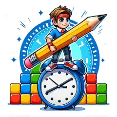 备战高考时钟冲刺卡通人物插画高清模板免费下载-趣麦麦图