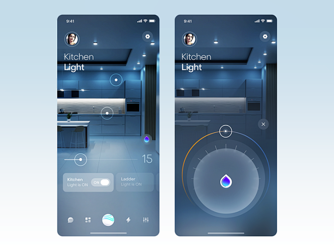 3D light switch UI