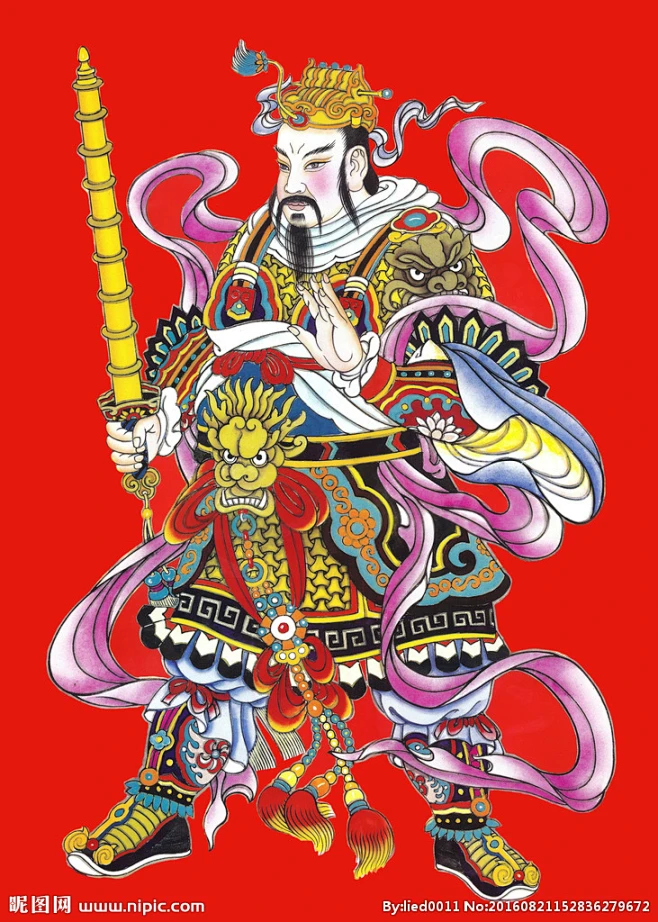 杨柳青年画 门神秦叔宝 尉迟恭-花瓣网