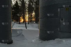 冬天,农场,储粮仓,粮仓,明尼苏达,水平画幅,雪,无人,黄昏,户外