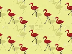 四方连续纹样,矢量,绘画插图,卡通,壁纸,美洲火烈鸟,二进制码,可爱的,红色,野生动物