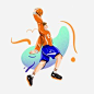 运动男孩打篮球手绘插画png免抠素材