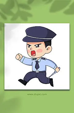 卡通抓坏人警察人物插画