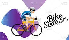 骑自行车,卡通,运动头盔,成年的,男人,白色,蓝色,概念,愉悦,骑