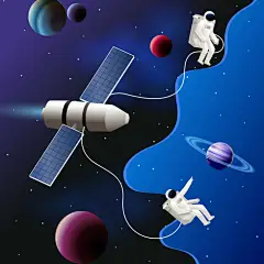 宇航员宇宙星空太空航天航空插图插画海报素材_矢量源文件：